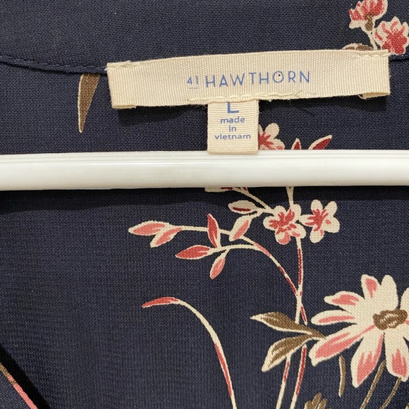 Large, Navy Floral Shirt Dress - Picture 4 of 4